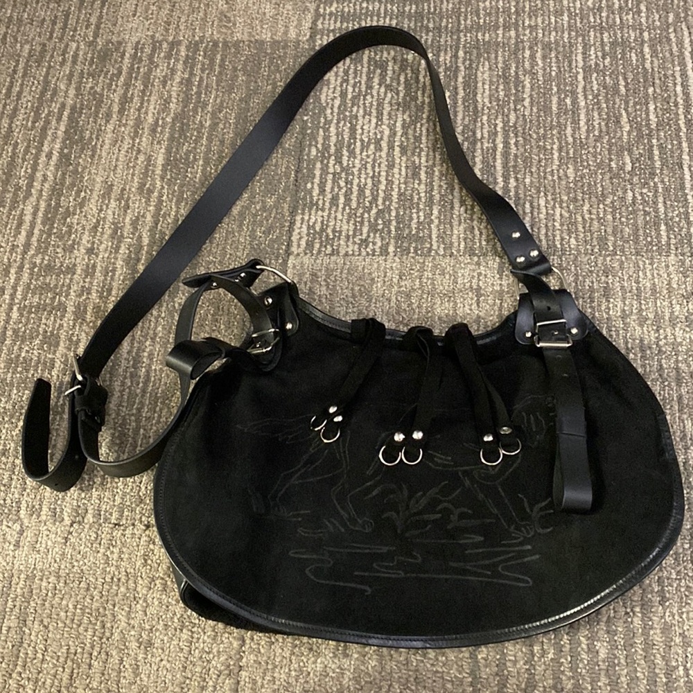 A.P.C. Black Suede Shoulder Bag